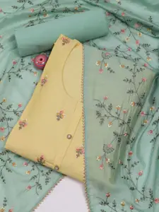 Meena Bazaar Floral Embroidered Art Silk Unstitched Dress Material