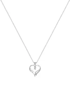 Kicky And Perky 92.5 Sterling Silver Double Swan Heart Pendant With Chain