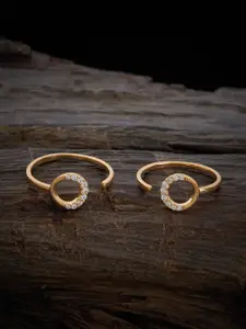 Kushal's Fashion Jewellery Set Of 2 Gold-Plated CZ-Studded Toe-Rings