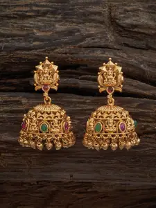 Kushal's Fashion Jewellery Gold-Plated Dome Shaped Temple Jhumkas