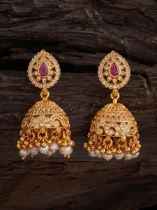 Kushal's Fashion Jewellery Embellished Bridal 92.5 Pure Silver Gold-Plated Classic Jhumkas