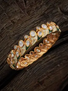 Kushal's Fashion Jewellery Embellished Bridal Gold-plated Kundan Stone-Studded Bangle