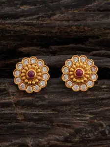 Kushal's Fashion Jewellery 92.5 Pure Silver Gold-Plated Classic Stud Earrings
