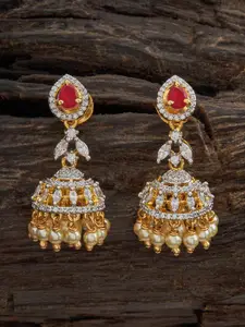 Kushal's Fashion Jewellery Rhodium Plated Cubic Zirconia Jhumkas