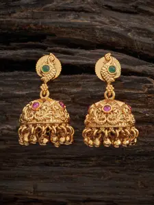 Kushal's Fashion Jewellery Gold-Plated Dome Shaped Jumka Earrings