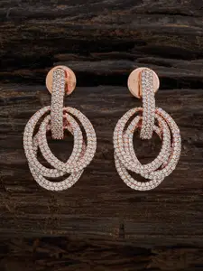 Kushal's Fashion Jewellery Rose Gold Plated Cubic Zirconia Stone Studded Drop Earrings