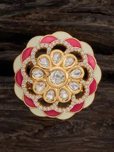 Kushal's Fashion Jewellery Kundan Studded Adjustable Finger Ring