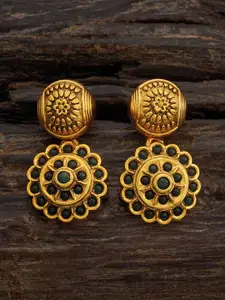 Kushal's Fashion Jewellery Gold-Plated Oxidised Circular Drop Earrings