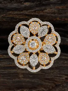 Kushal's Fashion Jewellery Rhodium Plated Cubic Zirconia Studded Finger Ring