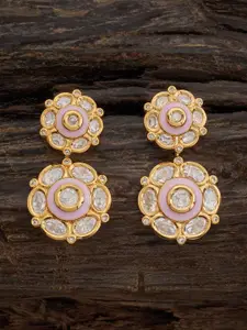 Kushal's Fashion Jewellery Classic Enamelled Kundan Drop Earrings
