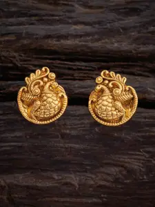 Kushal's Fashion Jewellery Gold-Plated Peacock Shaped Studs Earrings