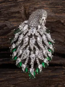 Kushal's Fashion Jewellery Rhodium-Plated Cubic Zirconia Adjustable Ring