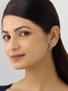 Kushal's Fashion Jewellery Rose Gold-Plate Cubic Zirconia Contemporary Studs Earrings