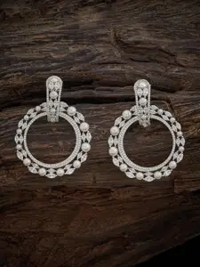 Kushal's Fashion Jewellery Rhodium-Plated Zircon Studded Drop Earrings