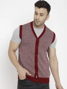 CHKOKKO Self Design Woollen Sweater Vest
