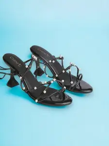 CHINI C LUCY Embellished Block Gladiators With Lace -Ups