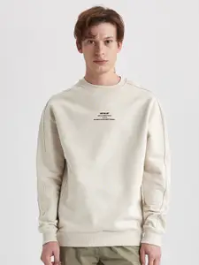 DeFacto Typography Printed Pure Cotton Pullover Sweatshirt