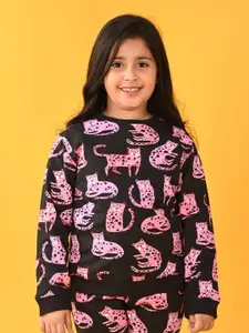 Anthrilo Infant Girls Graphic Printed Fleece Pullover
