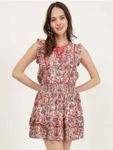 DRIRO Floral Printed Fit & Flare Dress
