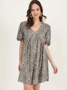 DRIRO Floral Printed A-Line Dress