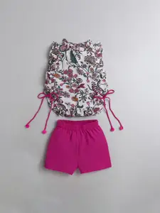 M'andy Girls Floral Printed Top With Shorts