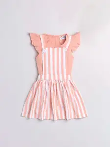 M'andy Girls Striped Cotton Dungaree with Top