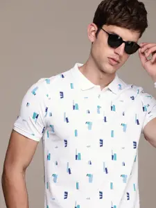 WROGN Geometric Printed Polo Collar Slim Fit T-shirt