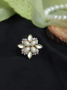 BeAbhika Kundan-Studded Adjustable Finger Ring