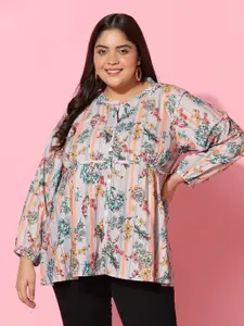 FASHION DREAM Plus Size Floral Print Shirt Style Top