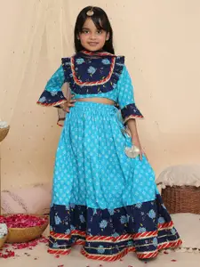 KID1 Girls Printed Ready to Wear Cotton Lehenga Choli With Dupatta