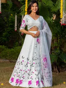 HOUSE OF JAMOTI Floral Printed Ready to Wear Lehenga Choli With Dupatta