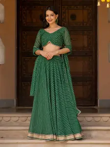 HOUSE OF JAMOTI Leheriya Printed Ready to Wear Lehenga & Blouse With Dupatta