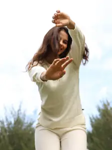 Blissclub Self Design Pure Cotton Knitted T-shirt