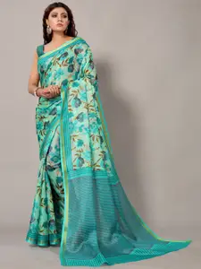 KALINI Floral Printed Zari Silk Cotton Saree