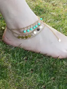 Lyla Gold-Plated Coin Detail & Beaded Anklets