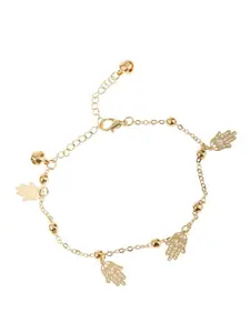 Lyla Gold-Plated Hamza Charm Detail Anklet