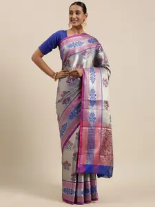 PTIEPL Banarasi Silk Works Floral Woven Design Zari Banarasi Saree