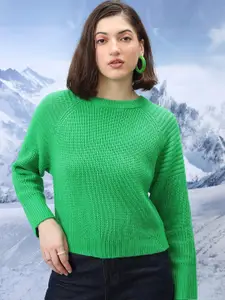 Tokyo Talkies Self Design Round Neck Pullover Sweater