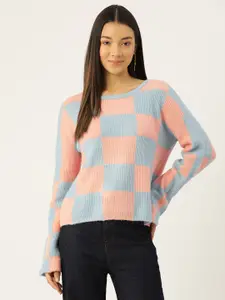 Madame Checked Drop-Shoulder Sleeves Pullover