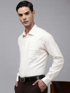 Van Heusen Pure Cotton Self Design Textured Custom Opaque Formal Shirt