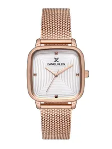 Daniel Klein Women Textured Dial & Metal Straps Analogue Watch DK.1.12845-2