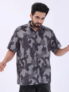 BROWN BROTHERS Relaxed Geometric Printed Short Sleeves Oversized Casual Shirt