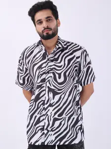 BROWN BROTHERS Relaxed Abstract Printed Short Sleeves Oversized Casual Shirt