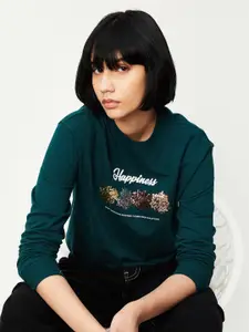 max Typography Printed Pure Cotton Pullover
