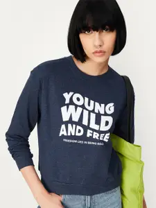max Typography Printed Pure Cotton Pullover