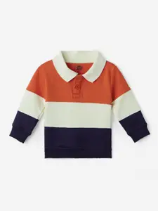 The Souled Store Boys Colourblocked Shirt Collar Cotton Sweatshirt