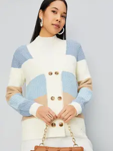 max V Neck Colourblocked Cardigan Sweater