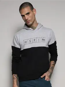 Campus Sutra Colourblocked Hooded Cotton Sweatshirt