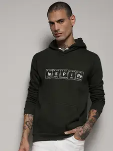 Campus Sutra Typography Printed Hooded Cotton Sweatshirt