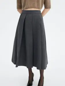 MANGO Pleated A-Line Tulle Midi Skirt